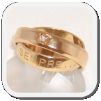immagine fede nuziale in oro rosa doppia impernata con diamante, immagine anello in oro rosa doppio impernato con diamante, immagine fedi nuziali