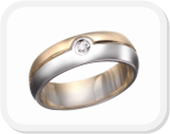 immagine fede nuziale in oro bianco e giallo con diamante, immagine anello in oro bianco e giallo con diamante, immagine fedi nuziali