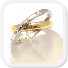 immagine fede nuziale in oro bianco e giallo doppia impernata con diamanti, immagine anello in oro bianco e giallo doppio impernato con diamanti, immagine fedi nuziali