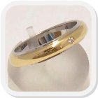 immagine fede nuziale in oro giallo e bianco con diamante, immagine anello in oro giallo e bianco con diamante, immagine fedi nuziali