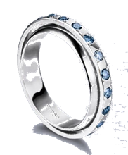 anello doppio in platino con diamanti blue
